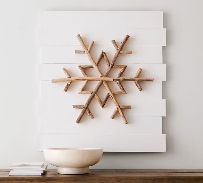 Planked Wood Snowflake Wall Art Pottery Barn