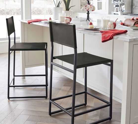 Hardy Leather Bar Counter Stools Pottery Barn