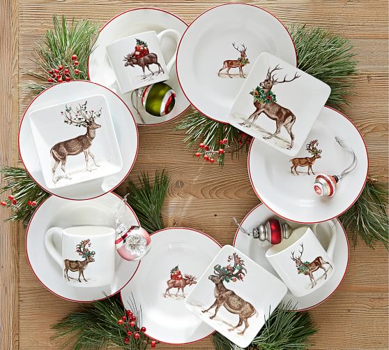 Silly Stag Appetizer Plates Set Of 4 Assorted Pottery Barn