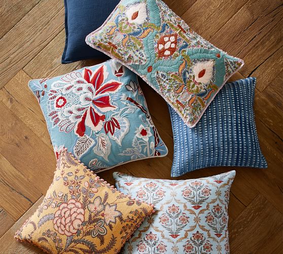 embroidered lumbar pillow
