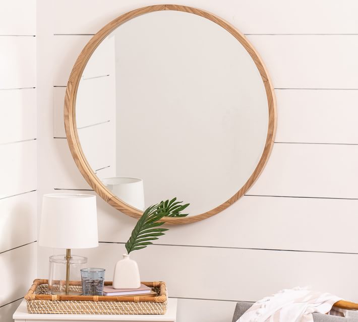 Download Silverdale Round Fir Wood Frame Wall Mirror - 34 ...