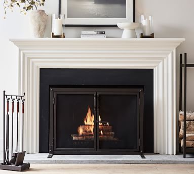 Industrial Fireplace Screen with Doors