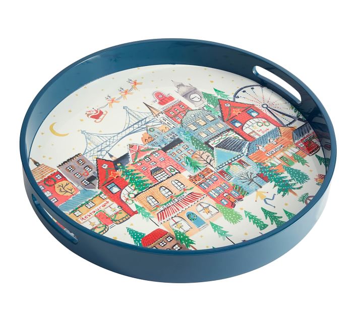 Christmas in the City Handcrafted Serving Tray | Pottery Barn
