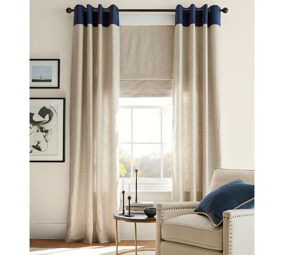 Custom Emery Linen Cotton Cordless Roman Blackout Shade Pottery Barn