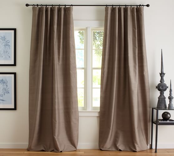 Dupioni Silk Rod Pocket Blackout Curtain Brownstone Pottery Barn