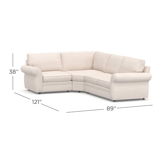 Pearce Roll Arm Upholstered 3-Piece Sectional with Wedge | Pottery Barn