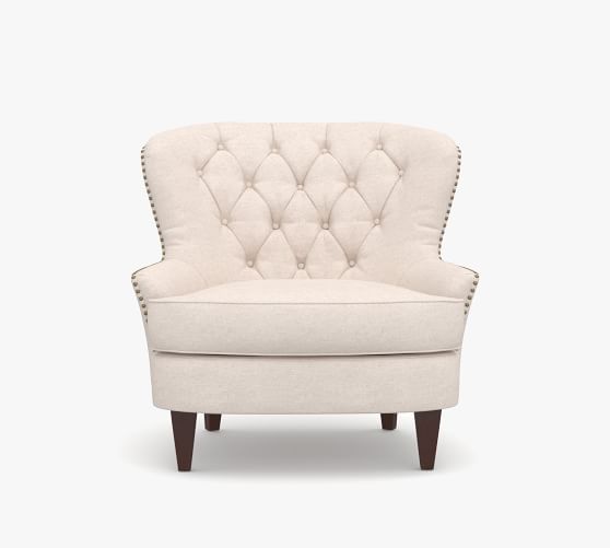 Cardiff Tufted Upholstered Armchair With Nailheads Pottery Barn