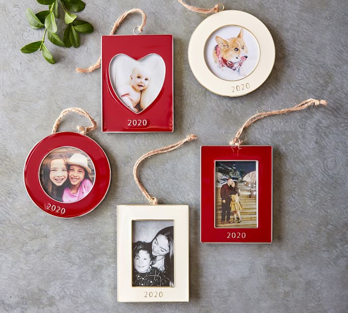 Download 2020 Dated Enamel Frame Ornament Sets - Red | Pottery Barn