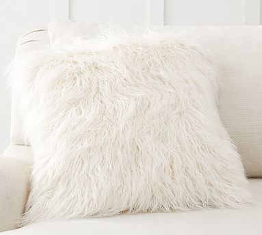 round mongolian fur pillow