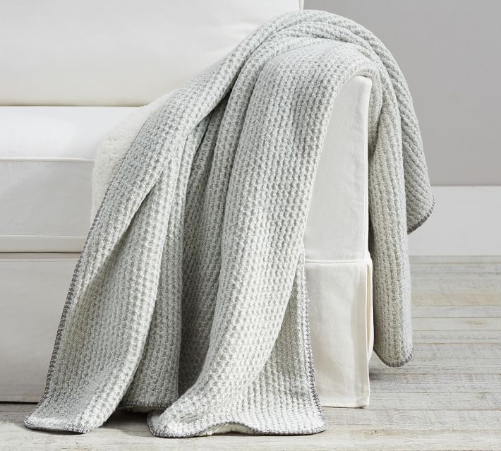 Thermal Sherpa Back Knit Throws | Pottery Barn