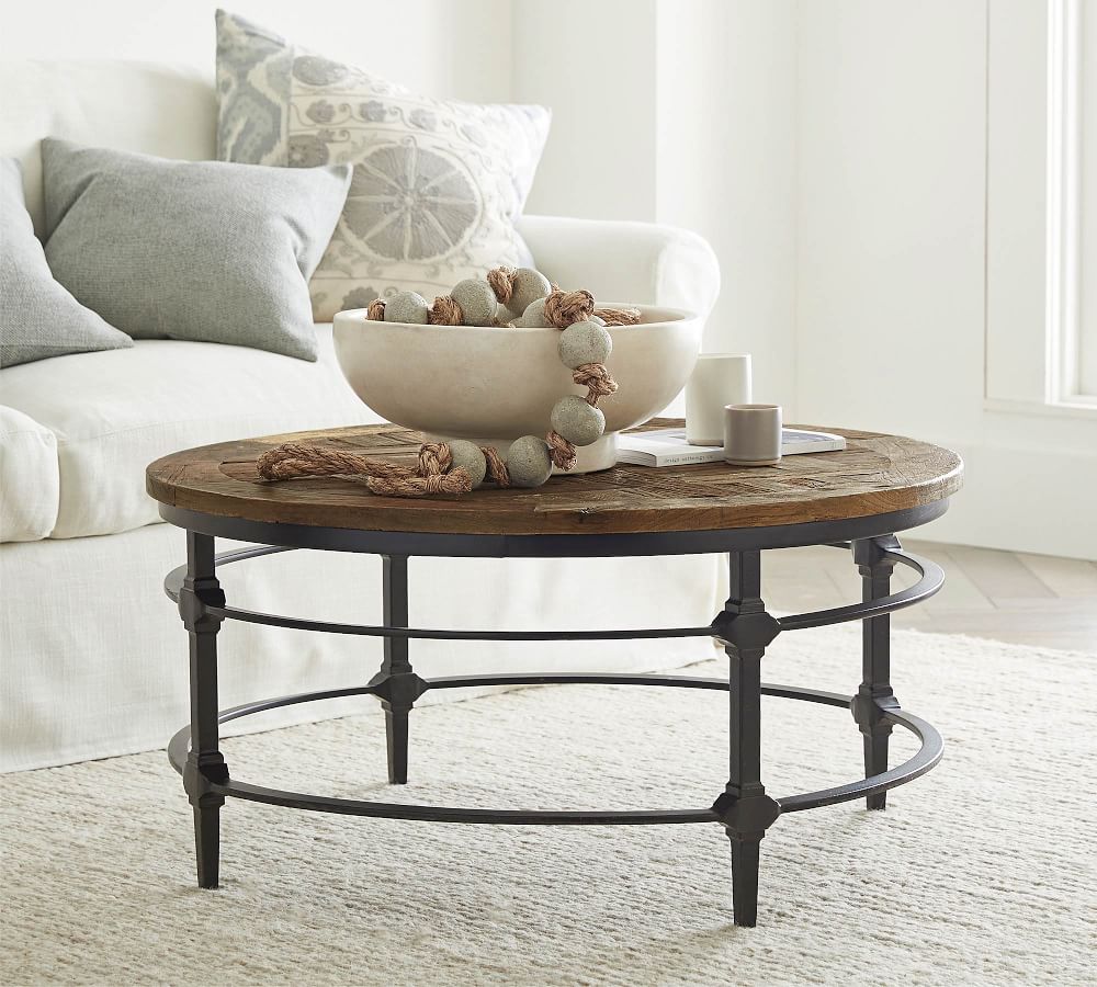 Parquet 36" Round Reclaimed Wood Coffee Table Pottery Barn