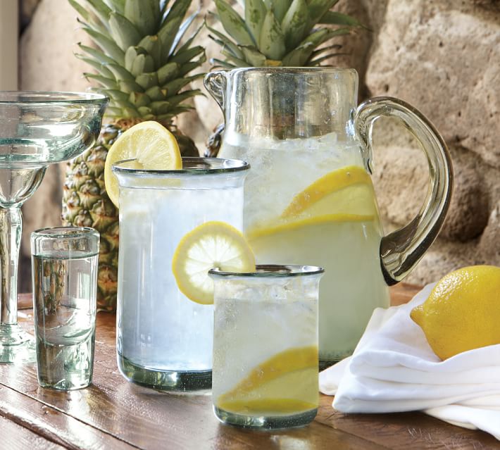 Santino Handcrafted Recycled Glass Pitcher Pottery Barn