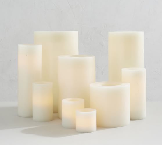 Flipo Pacific Accents Venezia Footed Hurricane w Wax Pillar Flameless LED Candle 