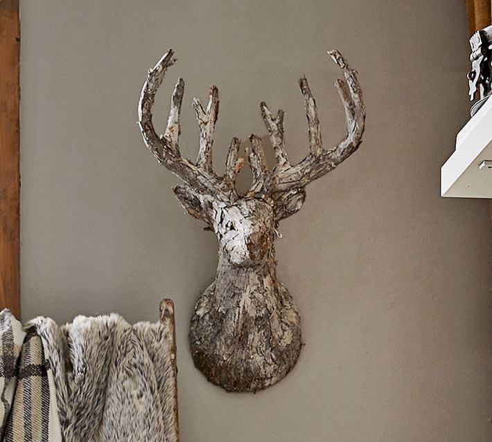 Birch Wood Deer Head Wall Art Pottery Barn