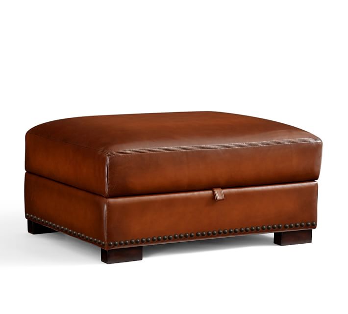 Brown Leather Storage Bench 2nafronteira, Brown Leather Storage Ottoman