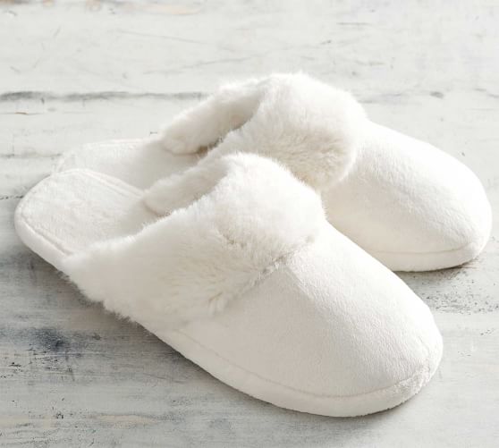 white slippers fluffy