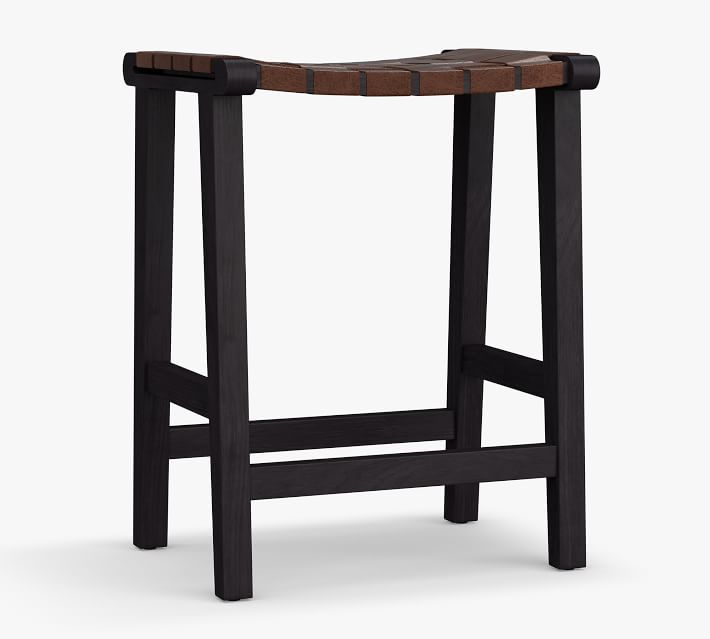 Fenton Backless Leather Bar & Counter Stools Pottery Barn