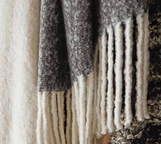 Benny Faux Mohair Fringe Throws Pottery Barn