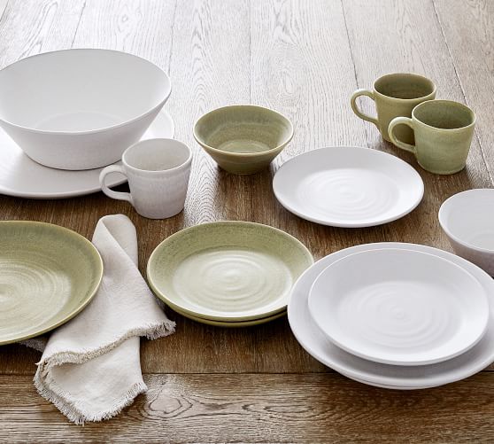 Ceramic Plate with Green Glass Glaze and Rattan frame Small