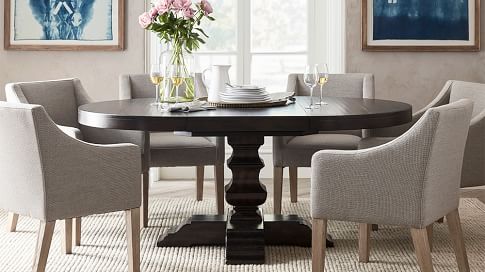 Pedestal Dining Room Set - Brentwood Traditional 5pc Double Pedestal Dining Table Set In Brown Finish / Peake glass and chrome dining table (white gloss base) with 6 renzo black leather chairs.