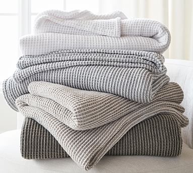 Waffle Weave Blanket - Gray King/Cal King