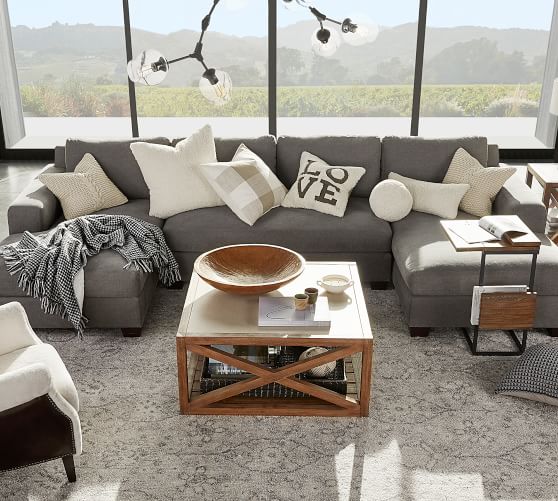 big sur square arm upholstered u shaped double chaise sectional