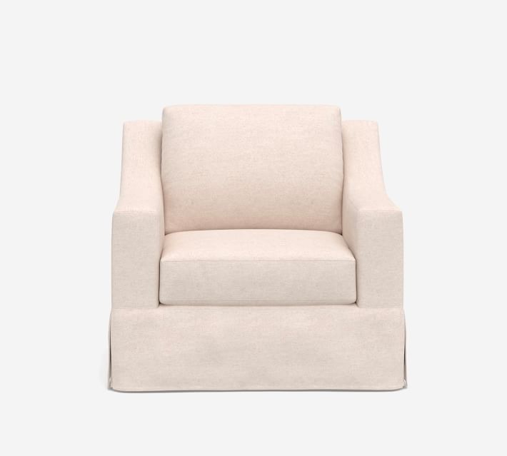 York Slope Arm Slipcovered Swivel Armchair Pottery Barn