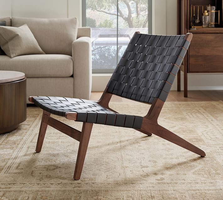 Fenton Woven Leather Accent Chair | Pottery Barn