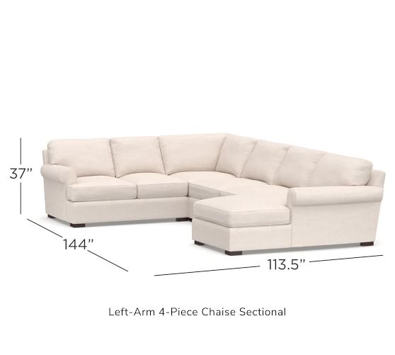 Townsend Roll Arm Upholstered 4-Piece Chaise Sectional | Pottery Barn