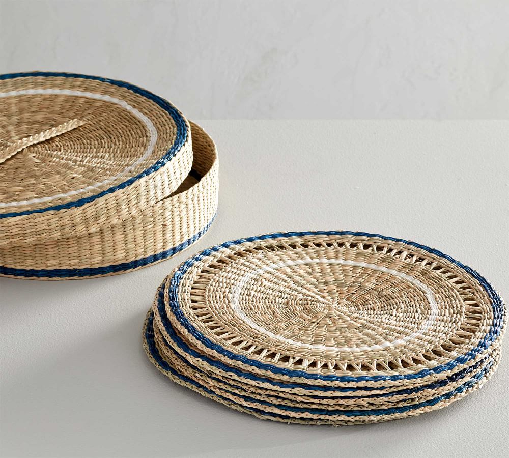 Woven Seagrass Placemats With Holder Set Of 6 Pottery Barn