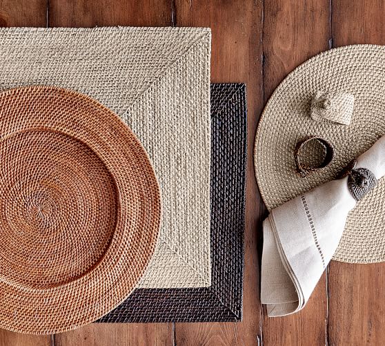Brown Rattan Place Mats Table Settings Square Placemats Table Settings