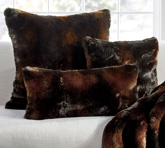 pottery barn fur pillows