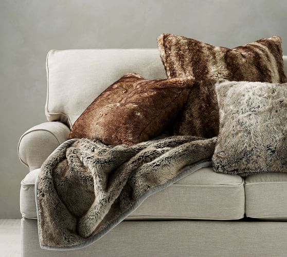 pottery barn fur pillows