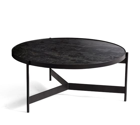 Round Marble Coffee Table With Black Legs - Pspinmgonskigm / Pedestals