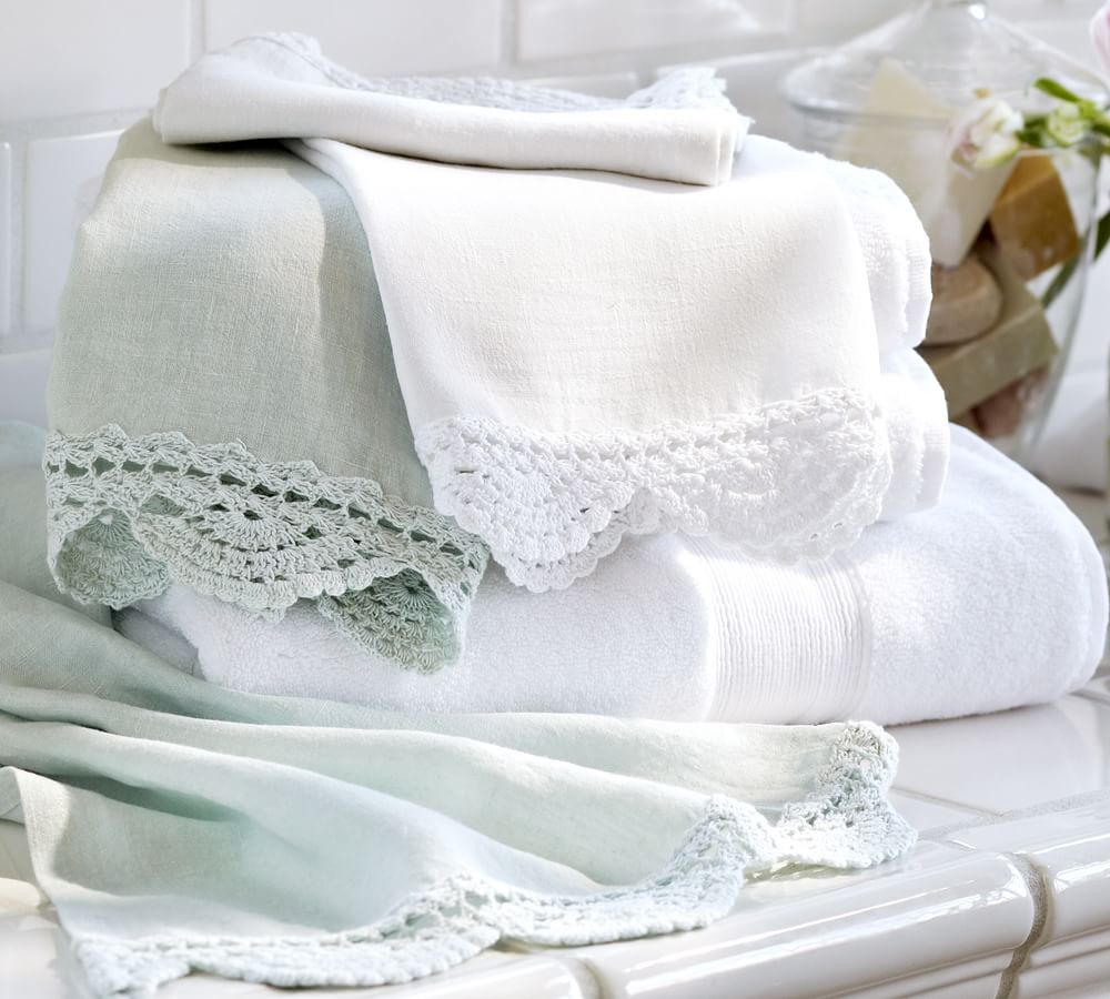 Crochet Trimmed Guest Towels, Set of 2 Pottery Barn