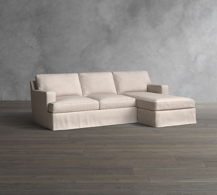 Townsend Square Arm Slipcovered Sofa with Storage Pottery Barn