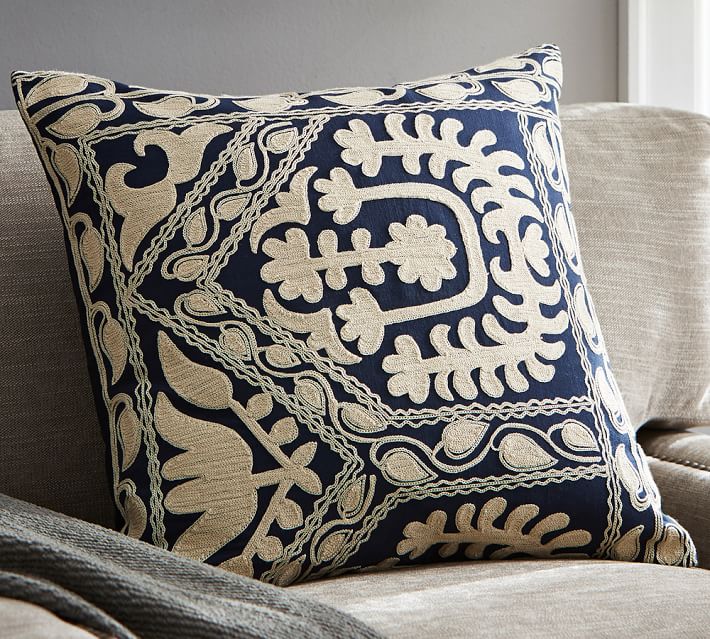 pottery barn embroidered pillow