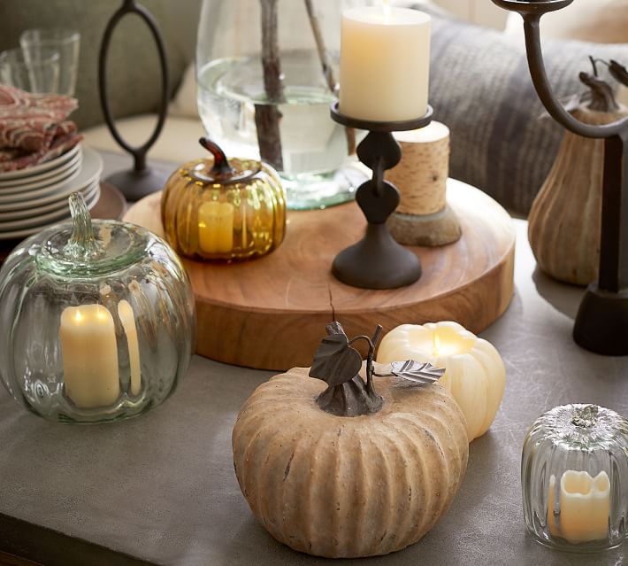Recycled Glass Pumpkin Cloche Pottery Barn