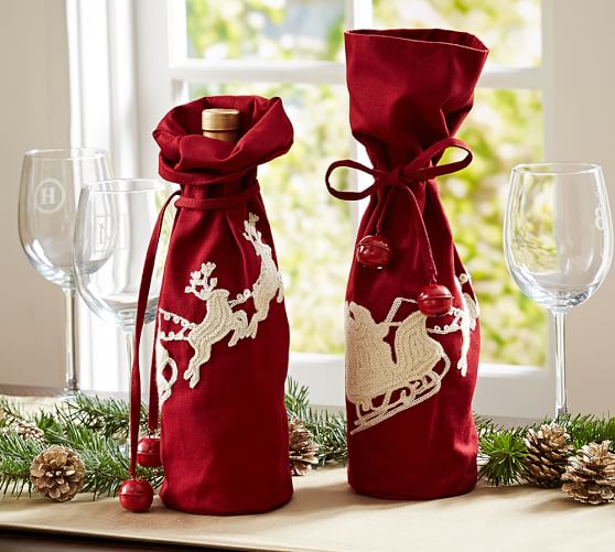 embroidered wine bags