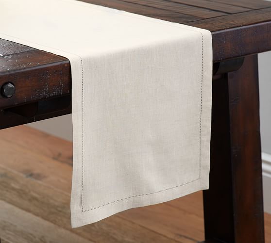 Linen Hemstitch Table Runner | Pottery Barn