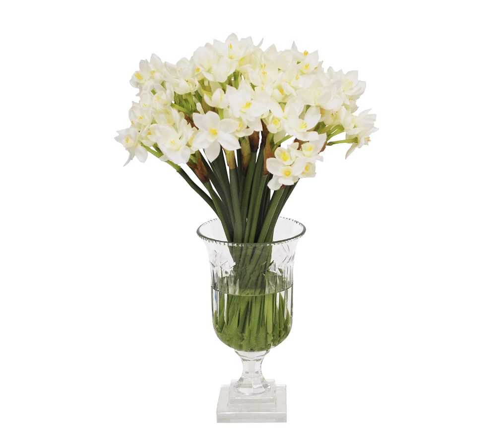 Faux Paperwhite In Glass Vase | Pottery Barn