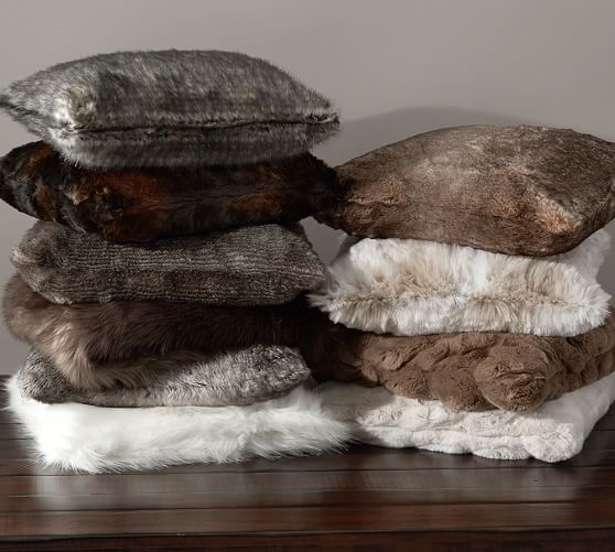 pottery barn fur pillows