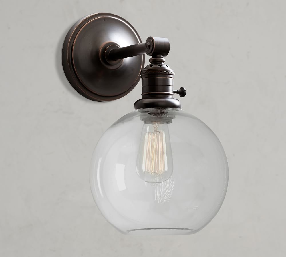 Straight Arm Glass Globe Sconce Pottery Barn