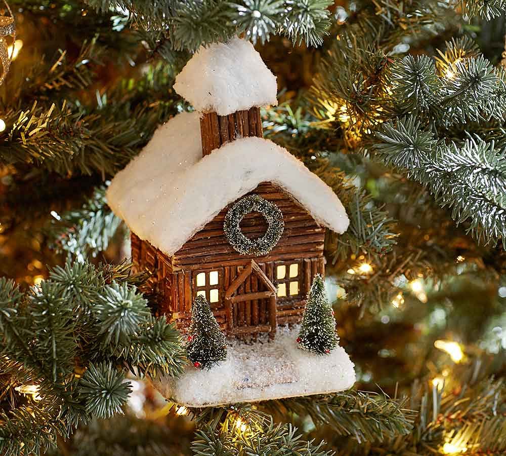 Log Cabin Christmas Ornament Pottery Barn