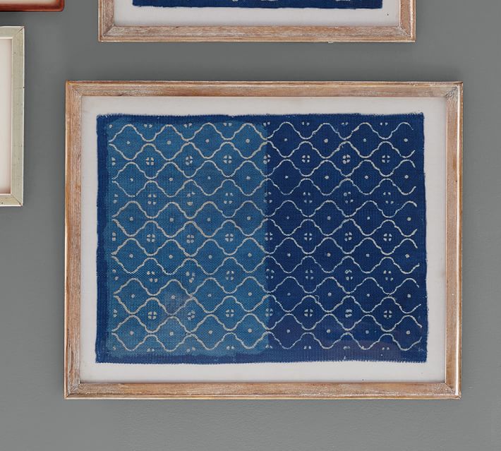 Framed Blue Textile Art Wall Decor Pottery Barn