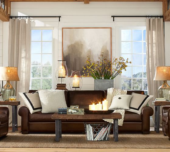 Turner Roll Arm Leather Sofa Pottery Barn Turner Roll Arm Leather Sofa Pottery Barn, Pottery Barn Living Room Furniture