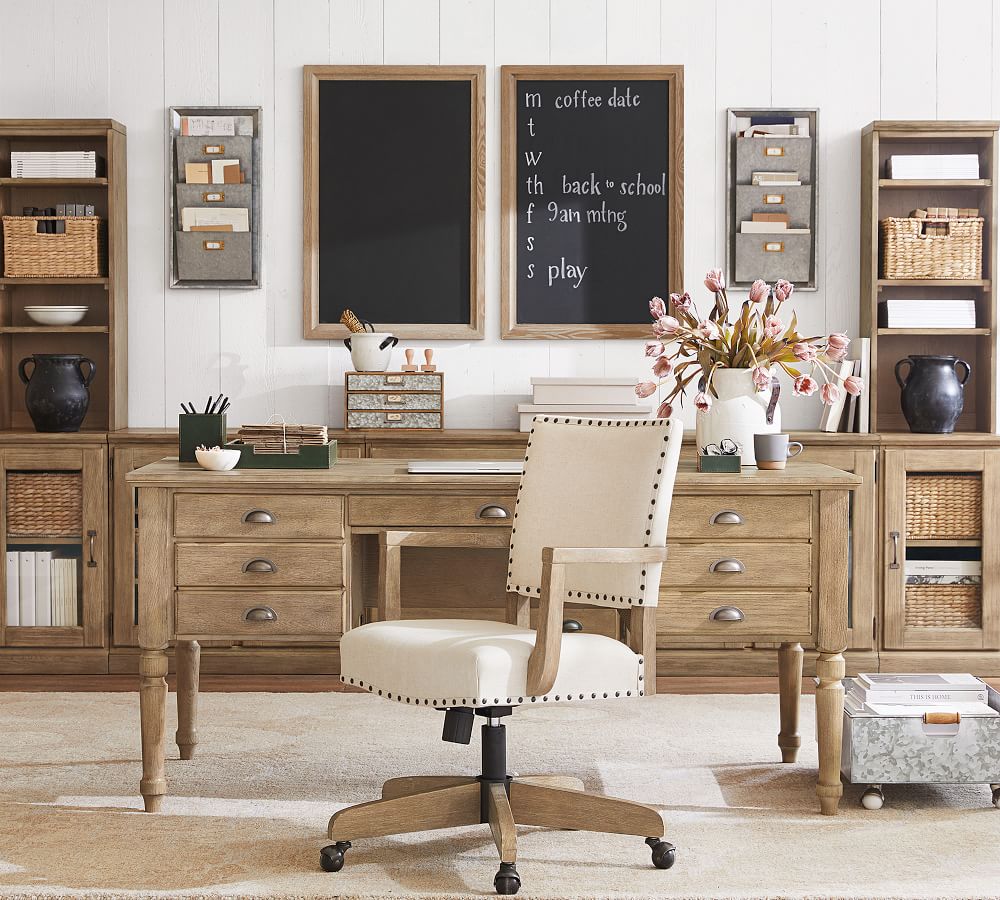 Printer's 64" Keyhole Desk with Drawers Pottery Barn