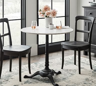 Rae Round Marble Pedestal Bistro Dining, Small Marble Dining Table Set For 4