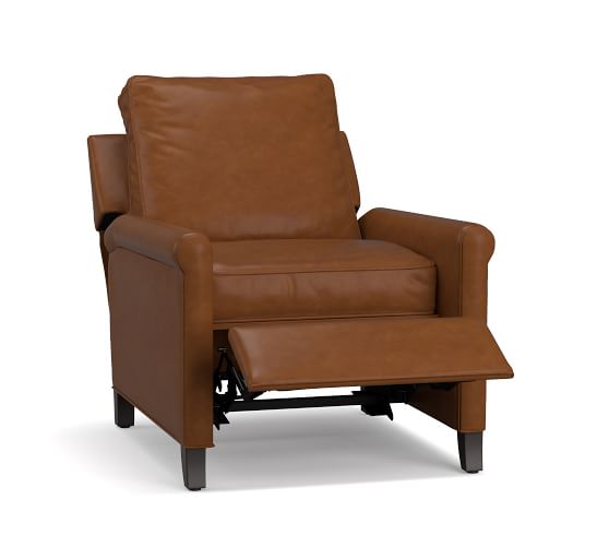 pottery barn james leather recliner reviews