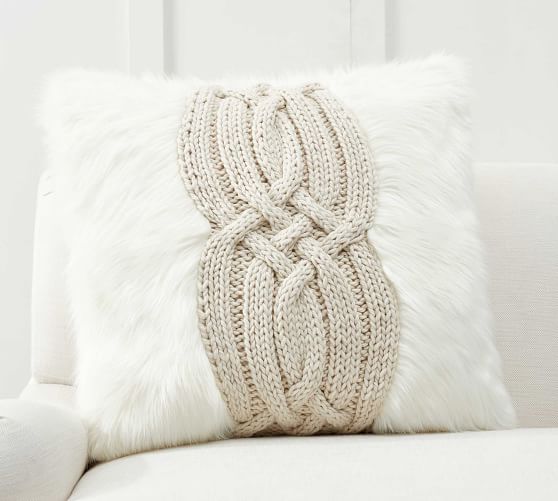 pottery barn fur pillows